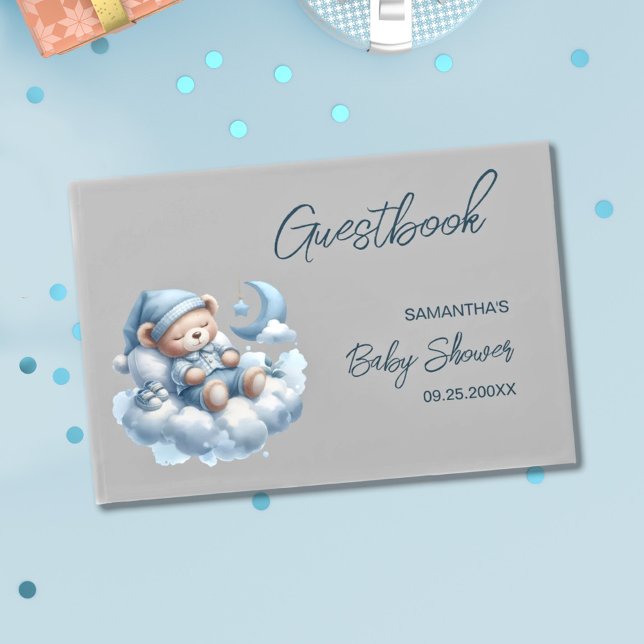 Cute sleepy bear baby boy shower  guest book (Creator Uploaded)