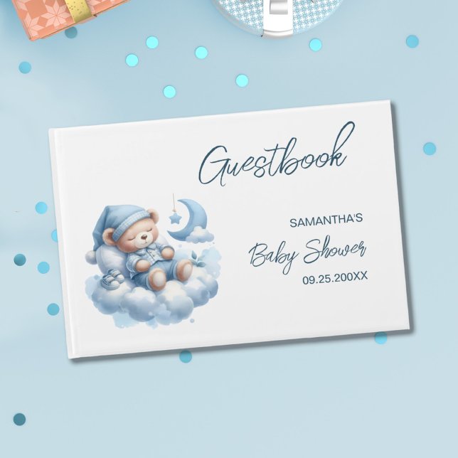 Cute sleepy bear baby boy shower  guest book (Creator Uploaded)