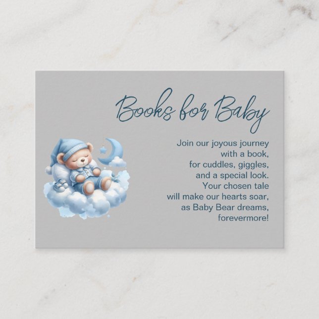 Cute sleepy bear boy books for baby enclosure card (Front)
