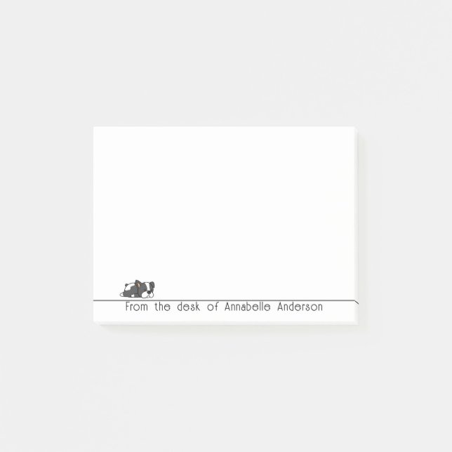 Cute Sleepy Boston Terrier Personalise Notes (Front)