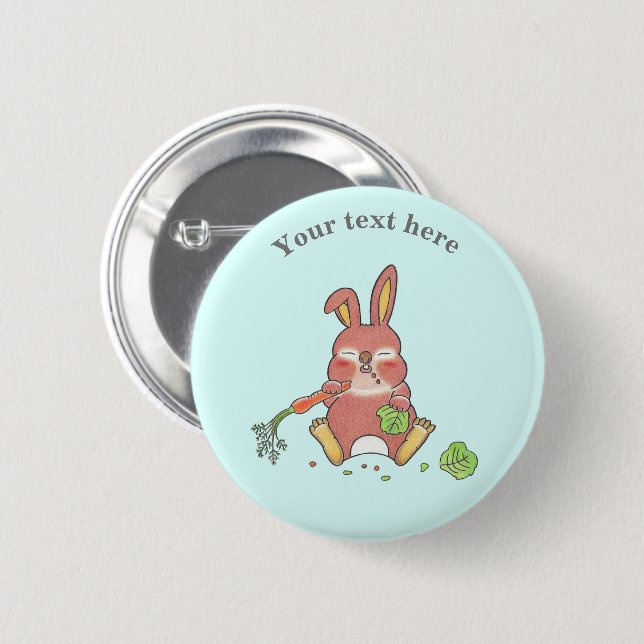 Cute Sleepy Bunny Rabbit Blue 6 Cm Round Badge (Front & Back)