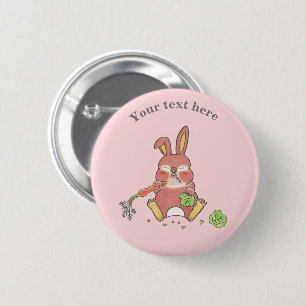 Cute Sleepy Bunny Rabbit Pink 6 Cm Round Badge