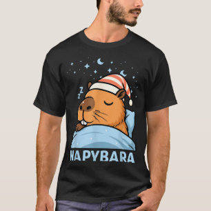 Cute Sleepy Capybara Funny Napybara Pajamas  T-Shirt