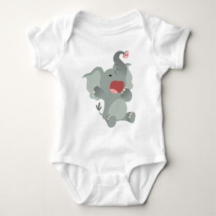 Cute Sleepy Cartoon Elephant Baby T-Shirt Bodysuit
