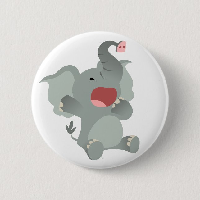 Cute Sleepy Cartoon Elephant  Button Badge (Front)