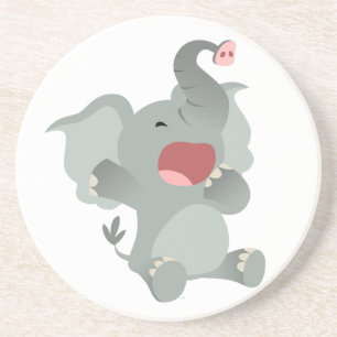 Cute Sleepy Cartoon Elephant Coaster