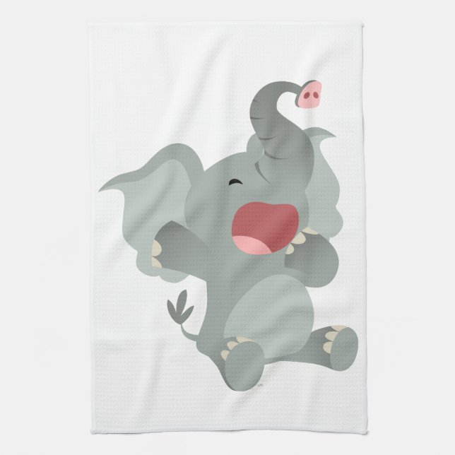 Cute Sleepy Cartoon Elephant Kitchen Towel (Vertical)