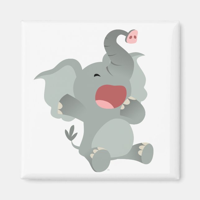 Cute Sleepy Cartoon Elephant  Magnet (Front)