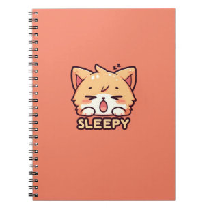 Cute, sleepy cat notebook