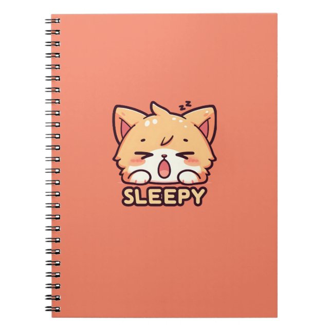 Cute, sleepy cat notebook (Front)