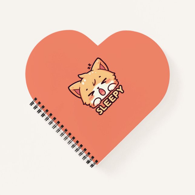 Cute, sleepy cat notebook (Front)