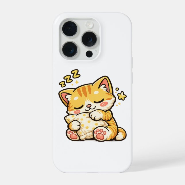 Cute Sleepy Cat Pillow iPhone Case (Back)