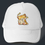 Cute Sleepy Cat Pillow Trucker Hat<br><div class="desc">Adorable sleepy cat hugging a soft pillow in a cozy kawaii style. Perfect for cat lovers and fans of cute relaxing designs. Great for stickers, mugs, phone cases and gifts.</div>