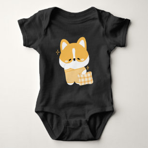Cute Sleepy Corgi Baby Bodysuit