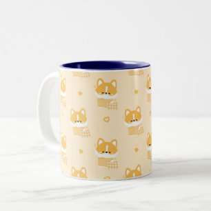 Cute Sleepy Corgi Two-Tone Coffee Mug