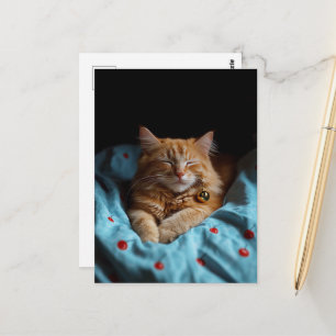 Cute Sleepy Ginger Kitty Postcard