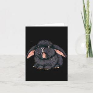 Cute Sleepy Holland Lop Rabbit Yawn Black Bunny Wa Card