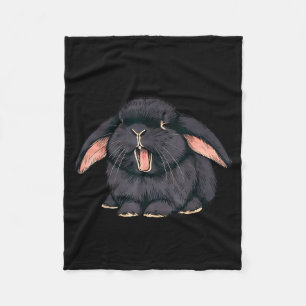 Cute Sleepy Holland Lop Rabbit Yawn Black Bunny Wa Fleece Blanket