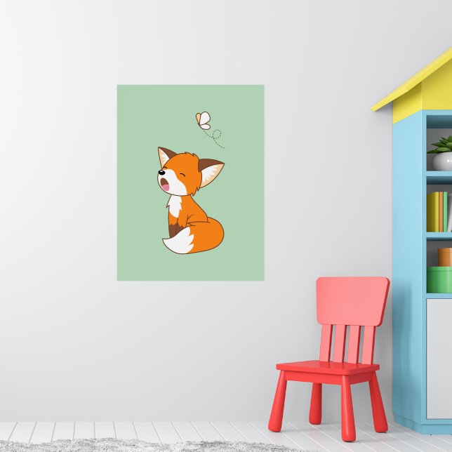 Cute Sleepy Little Fox Poster (Nursery 1)