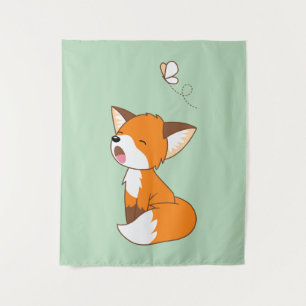 Cute Sleepy Little Fox Tapestry