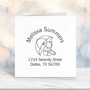 Cute Sleepy Little Fox under Umbrella Arch Address Self-inking Stamp