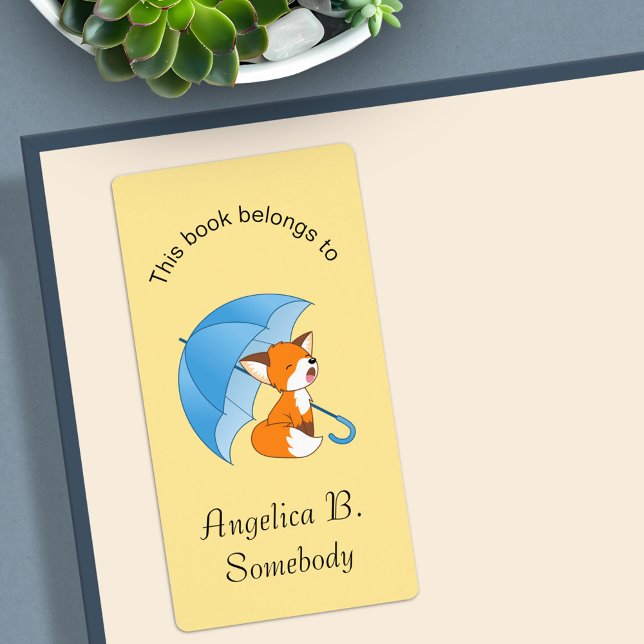 Cute Sleepy Little Fox under Umbrella Bookplate (Creator Uploaded)