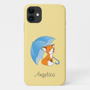 Cute Sleepy Little Fox under Umbrella Case-Mate iPhone Case