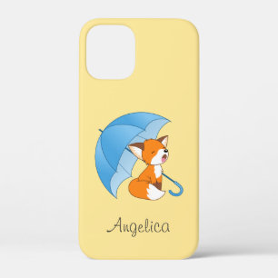 Cute Sleepy Little Fox under Umbrella iPhone 12 Mini Case