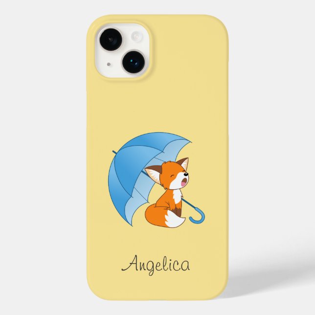 Cute Sleepy Little Fox under Umbrella Case-Mate iPhone Case (Back)