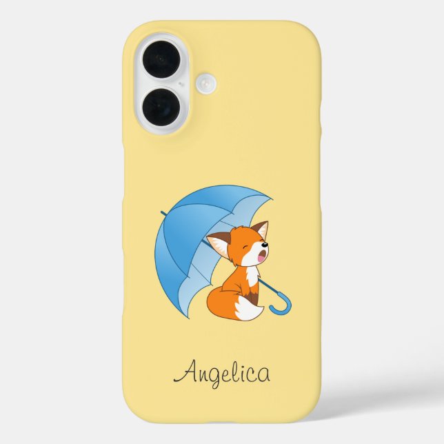 Cute Sleepy Little Fox under Umbrella Case-Mate iPhone Case (Back)