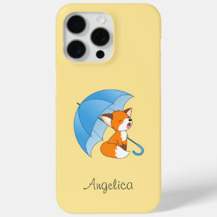 Cute Sleepy Little Fox under Umbrella iPhone 15 Pro Max Case