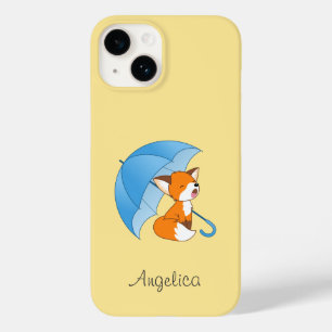 Cute Sleepy Little Fox under Umbrella Case-Mate iPhone 14 Case