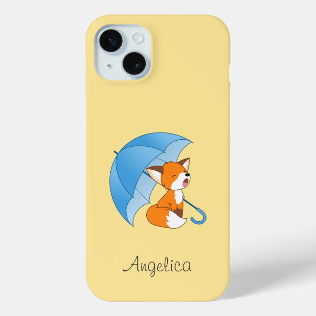 Cute Sleepy Little Fox under Umbrella Case-Mate iPhone Case (Back)