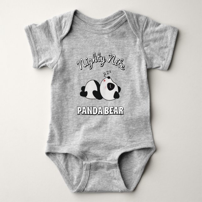 Cute Sleepy Panda Bear  Baby Bodysuit (Front)
