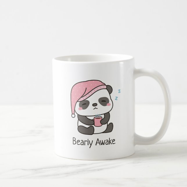 Cute Sleepy Panda Bearly Awake Humour coffee mug (Right)