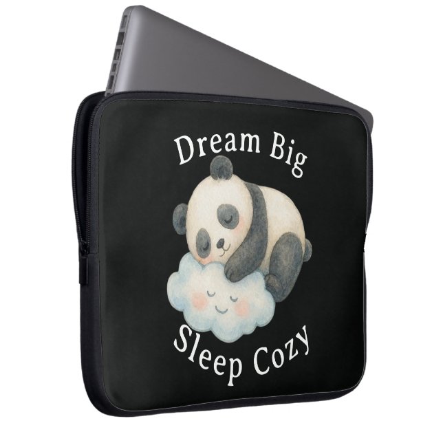 Cute Sleepy Panda on Cloud Watercolor Laptop Sleeve (Front Right)