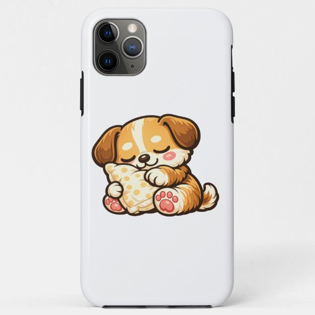 Cute Sleepy Puppy with Pillow Case-Mate iPhone Case (Back)