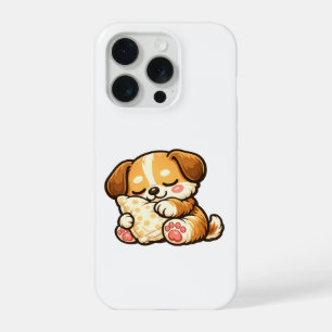 Cute Sleepy Puppy with Pillow iPhone 15 Pro Case
