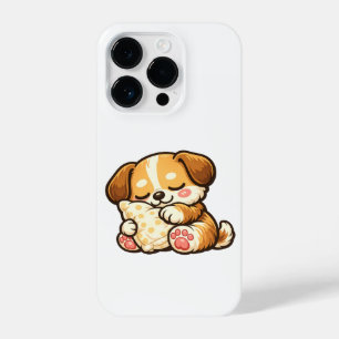 Cute Sleepy Puppy with Pillow iPhone 14 Pro Case