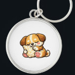 Cute Sleepy Puppy with Pillow Key Ring<br><div class="desc">Adorable kawaii puppy cuddling a cozy pillow. Perfect cute design for dog lovers and cozy vibes.</div>