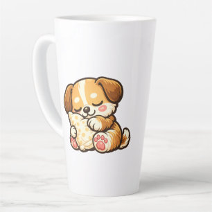Cute Sleepy Puppy with Pillow Latte Mug