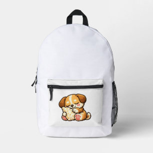 Cute Sleepy Puppy with Pillow Printed Backpack