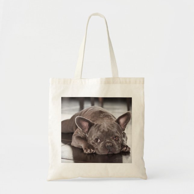 Cute  Sleepy Sad Eyes French Bulldog Photo Tote Bag (Front)