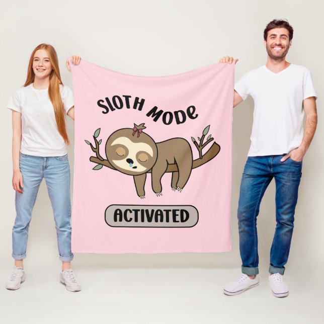 Cute Sleepy Sloth Mode  Fleece Blanket (In Situ)