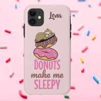 Cute Sleepy Sloth Resting on Pink Sprinkle Doughnu