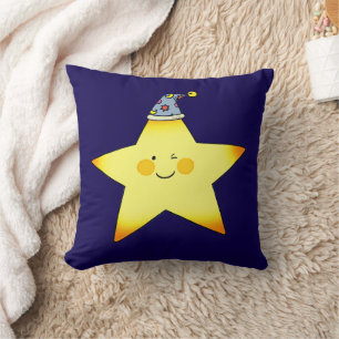 Cute Sleepy Star Cartoon Illustration Cushion