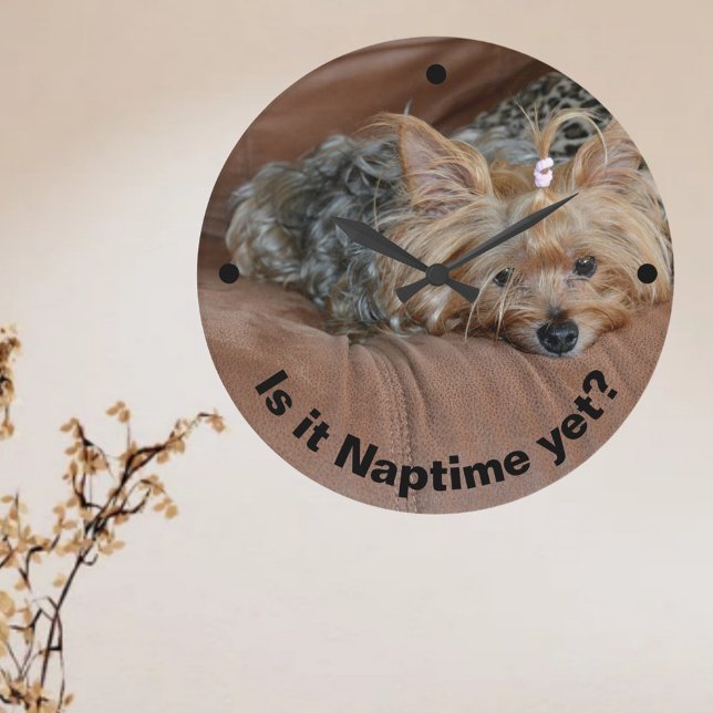 Cute Sleepy Yorkshire Terrier Large Clock (Creator Uploaded)