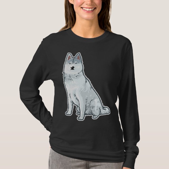 Cute Sleigh Dog Siberian Husky T-Shirt (Front)