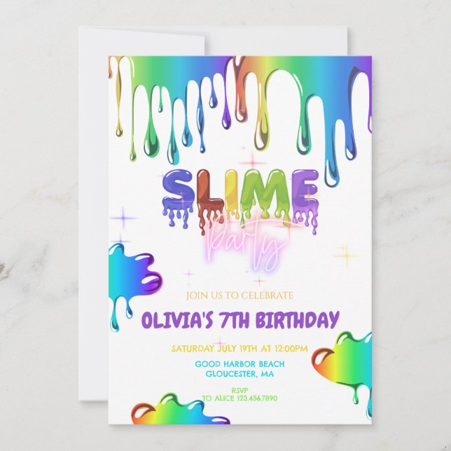 Cute Slime Birthday  Invitation (Front)