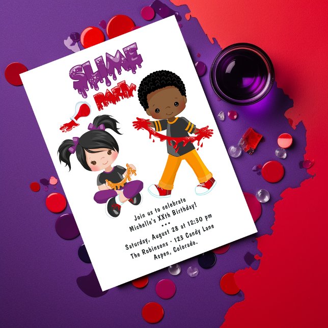Cute Slime Party Birthday Invitation (Creator Uploaded)